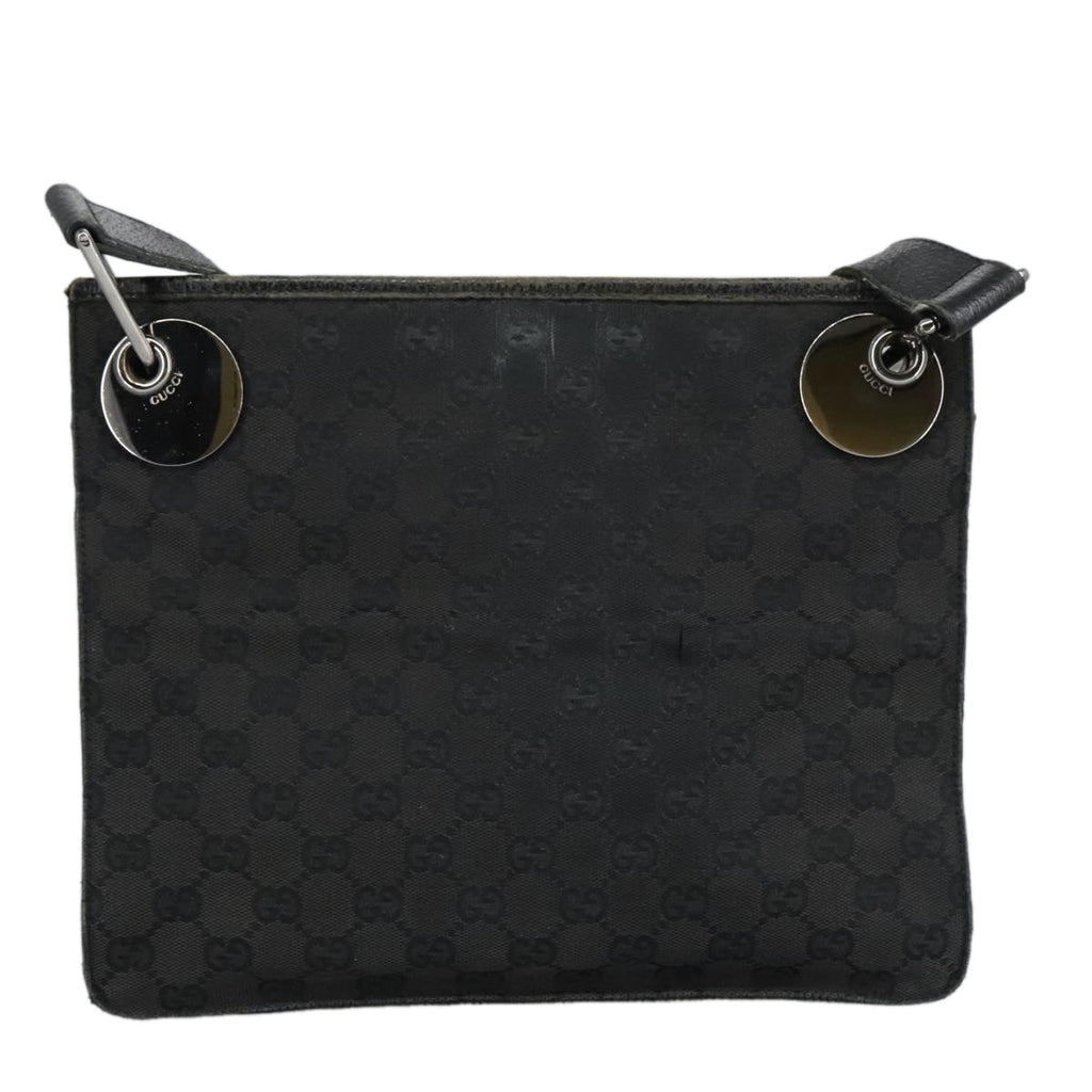 GUCCI GG Canvas Shoulder Bag Black Silver 120841 ep6562