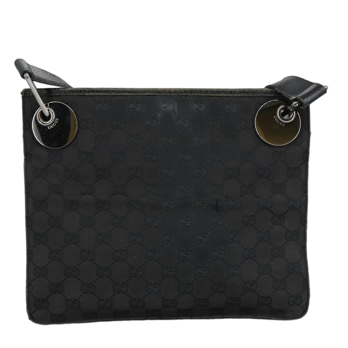 GUCCI GG Canvas Shoulder Bag Black Silver 120841 ep6562