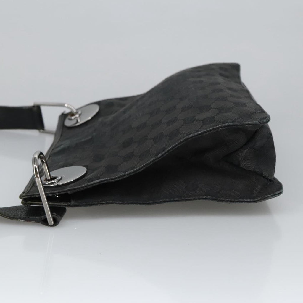 GUCCI GG Canvas Shoulder Bag Black Silver 120841 ep6562
