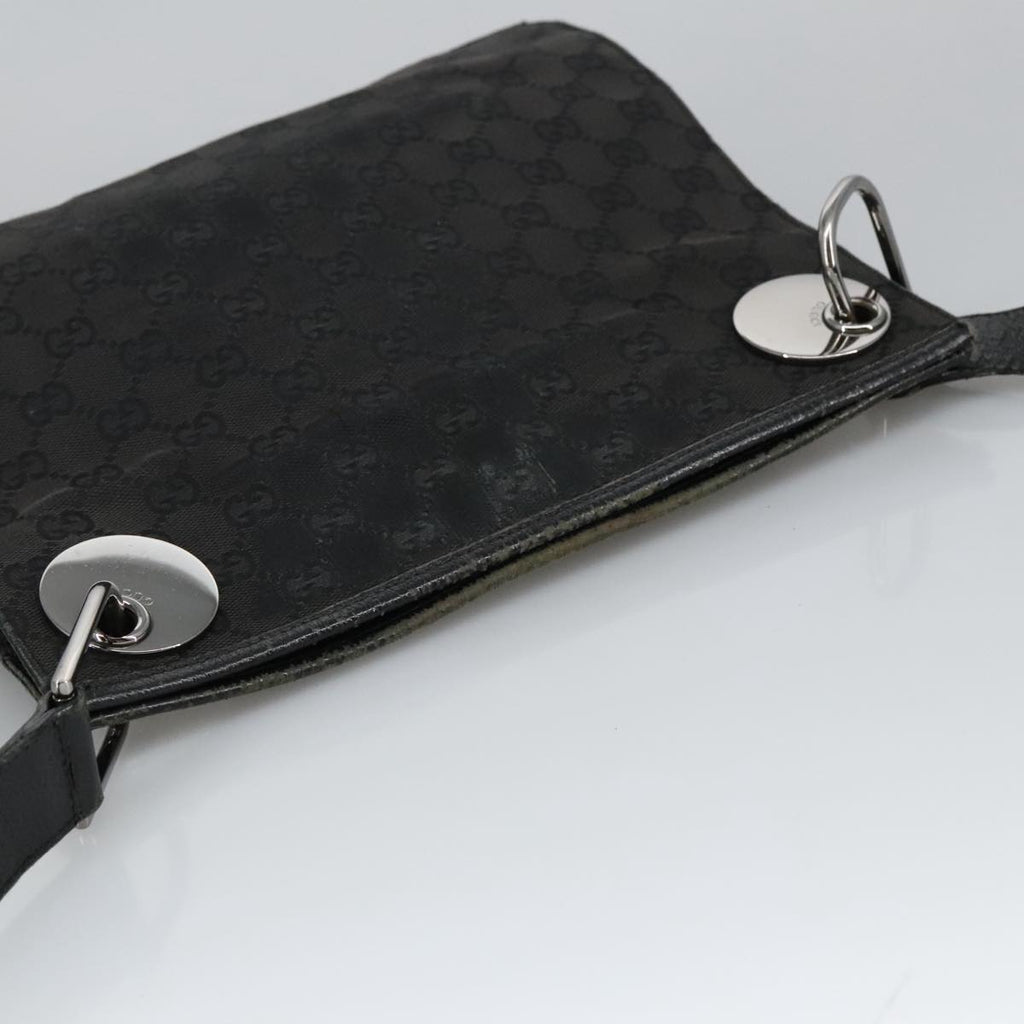 GUCCI GG Canvas Shoulder Bag Black Silver 120841 ep6562