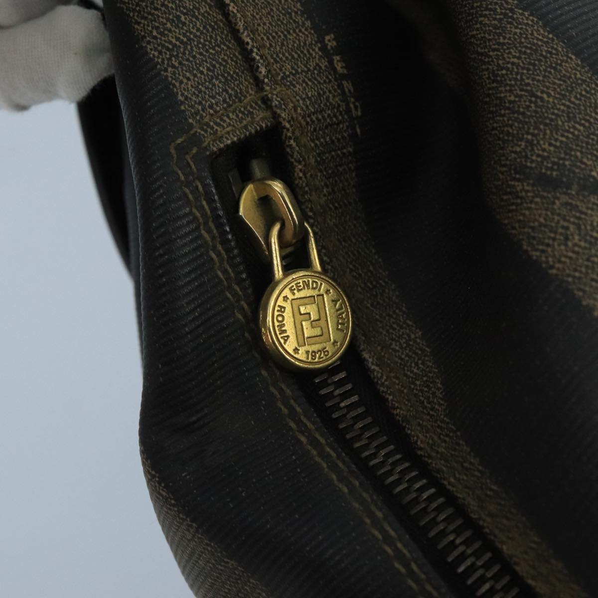 FENDI Pecan Canvas Backpack Brown Black Gold ep6564