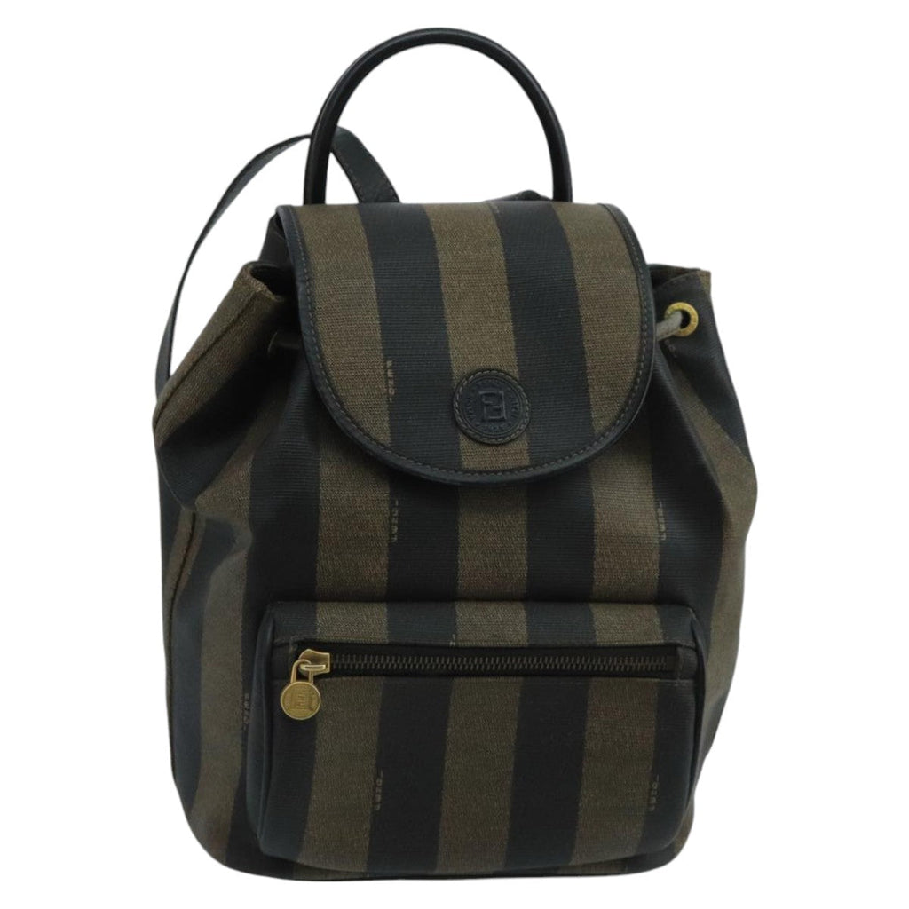 FENDI Pecan Canvas Backpack Brown Black Gold ep6564