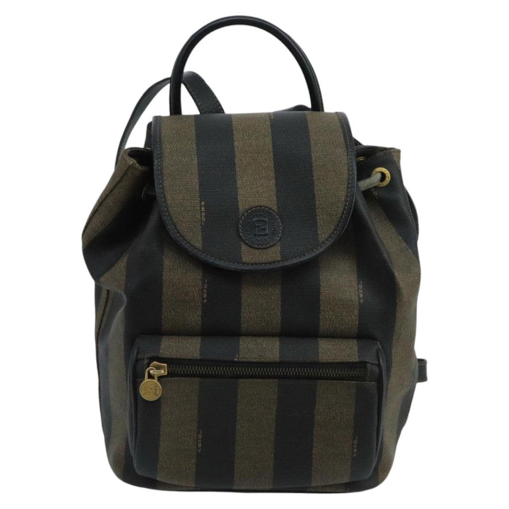 FENDI Pecan Canvas Backpack Brown Black Gold ep6564