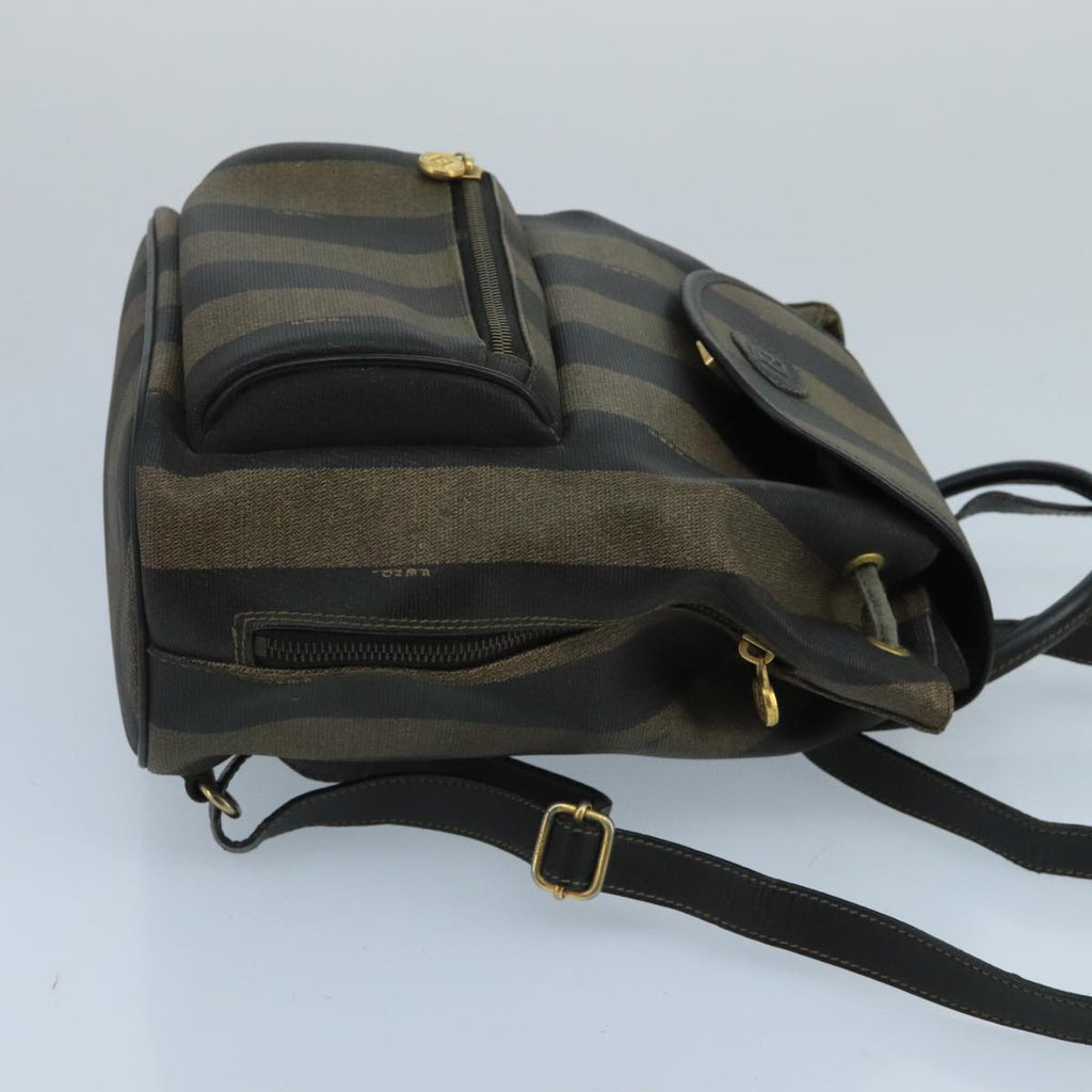 FENDI Pecan Canvas Backpack Brown Black Gold ep6564