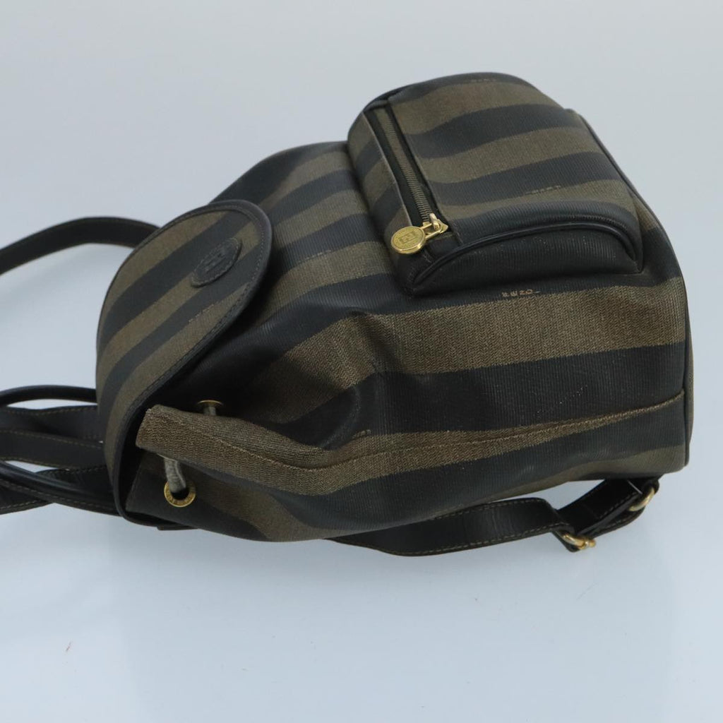 FENDI Pecan Canvas Backpack Brown Black Gold ep6564