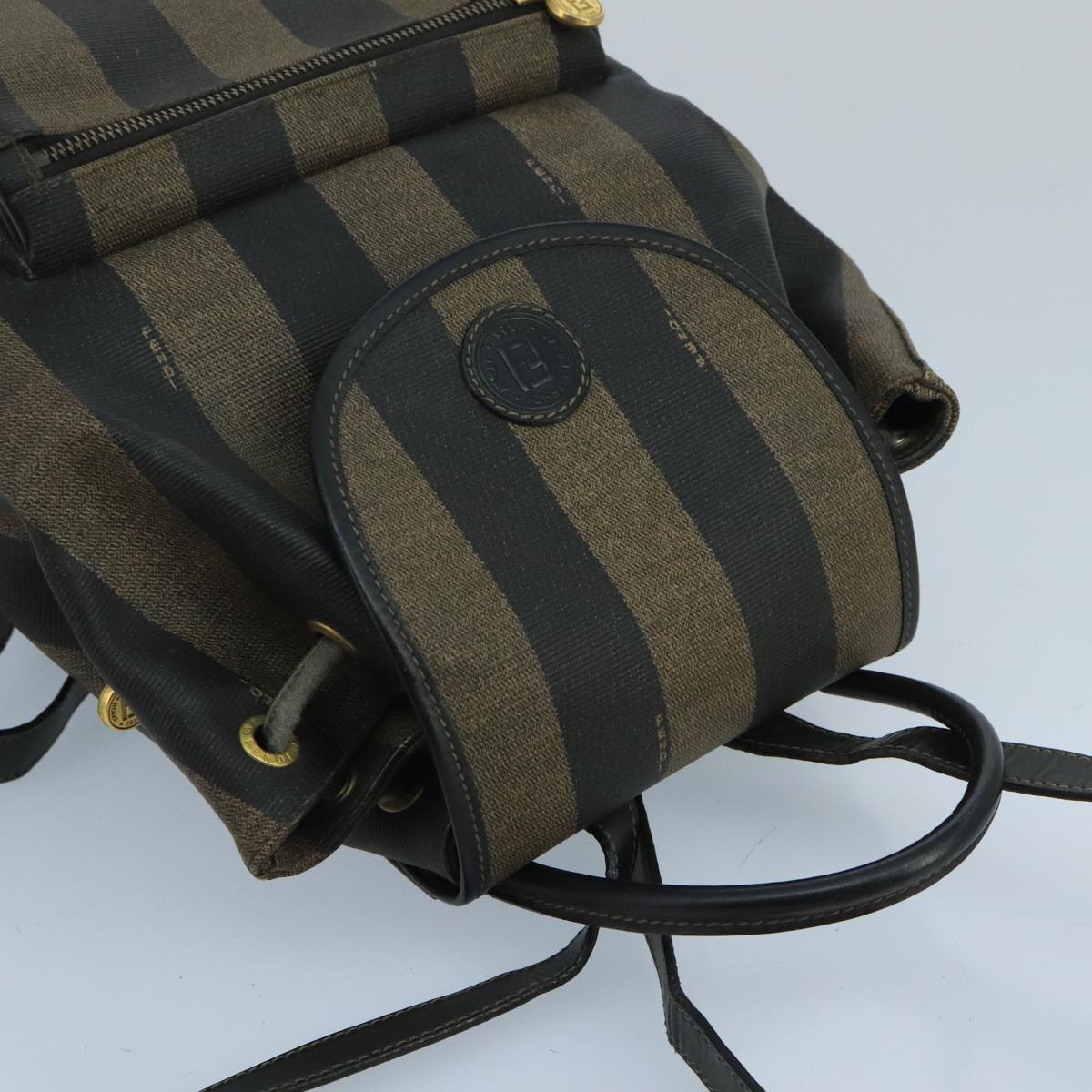 FENDI Pecan Canvas Backpack Brown Black Gold ep6564