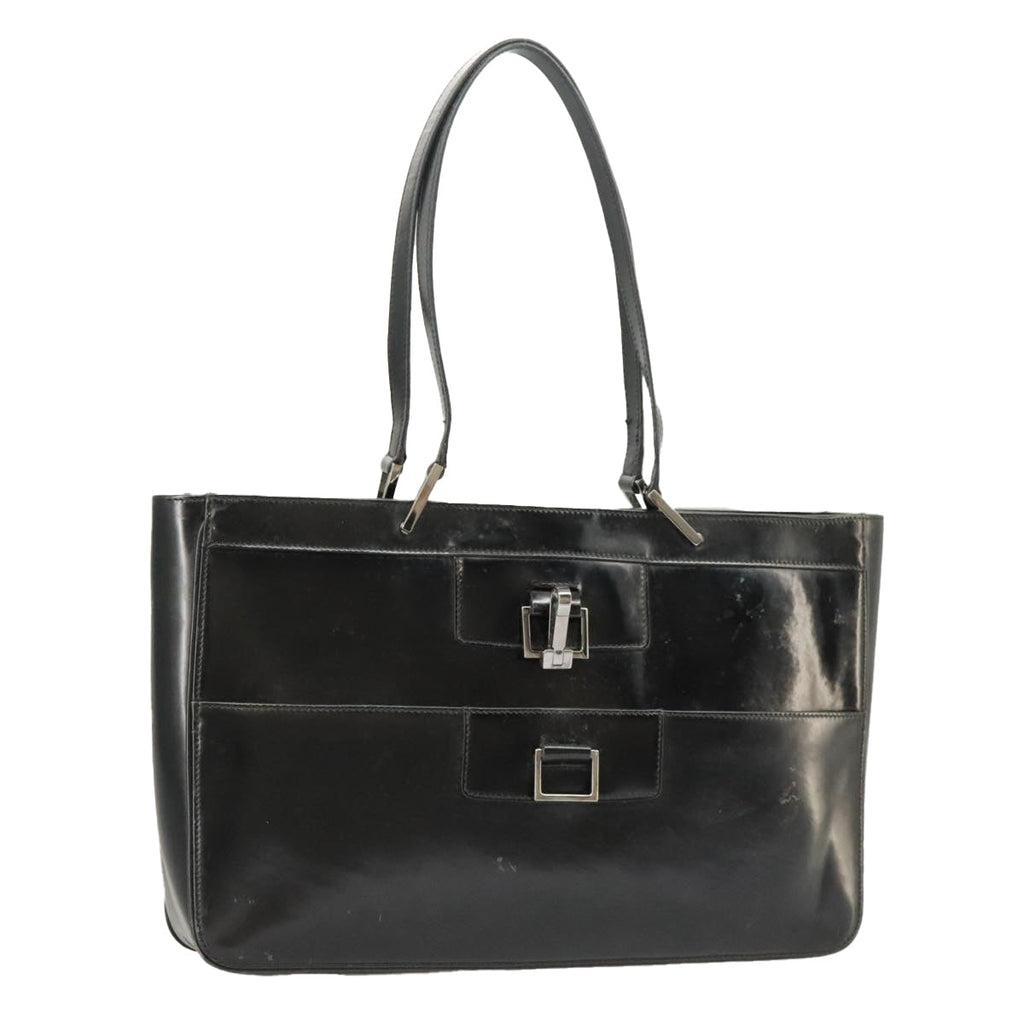 GUCCI Tote Bag Patent leather Black Silver 002 1133 ep6570
