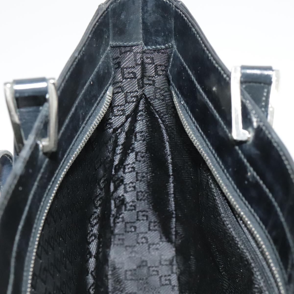 GUCCI Tote Bag Patent leather Black Silver 002 1133 ep6570