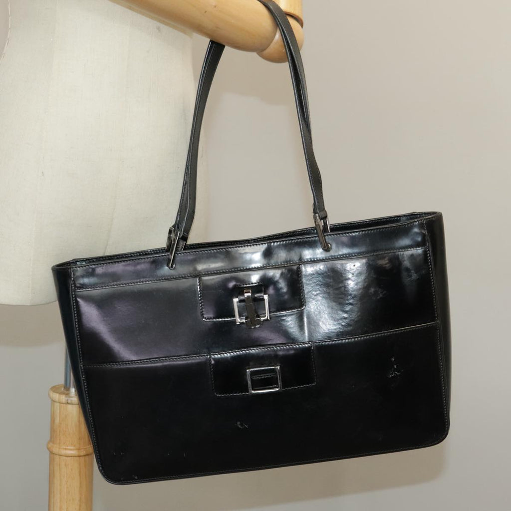 GUCCI Tote Bag Patent leather Black Silver 002 1133 ep6570