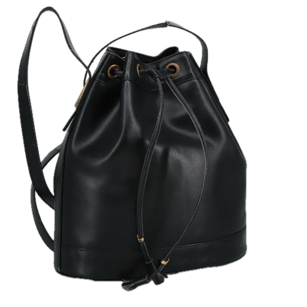 GUCCI Shoulder Bag Leather Black Gold ep6571