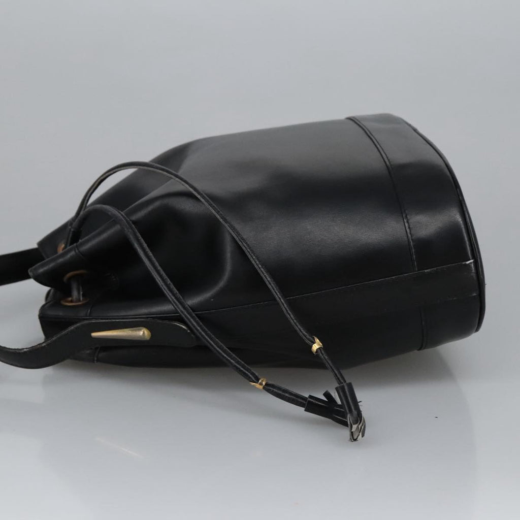 GUCCI Shoulder Bag Leather Black Gold ep6571