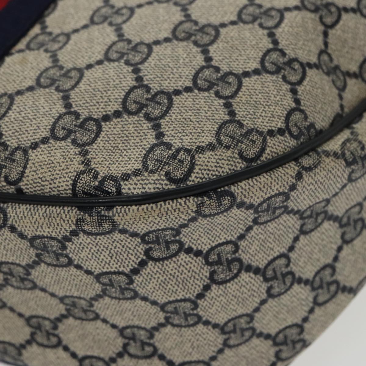 GUCCI GG Supreme Sherry Line Shoulder Bag PVC Navy Red 10 2 3840 ep6578