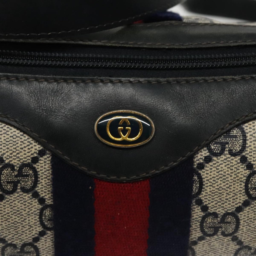 GUCCI GG Supreme Sherry Line Shoulder Bag PVC Navy Red 10 2 3840 ep6578