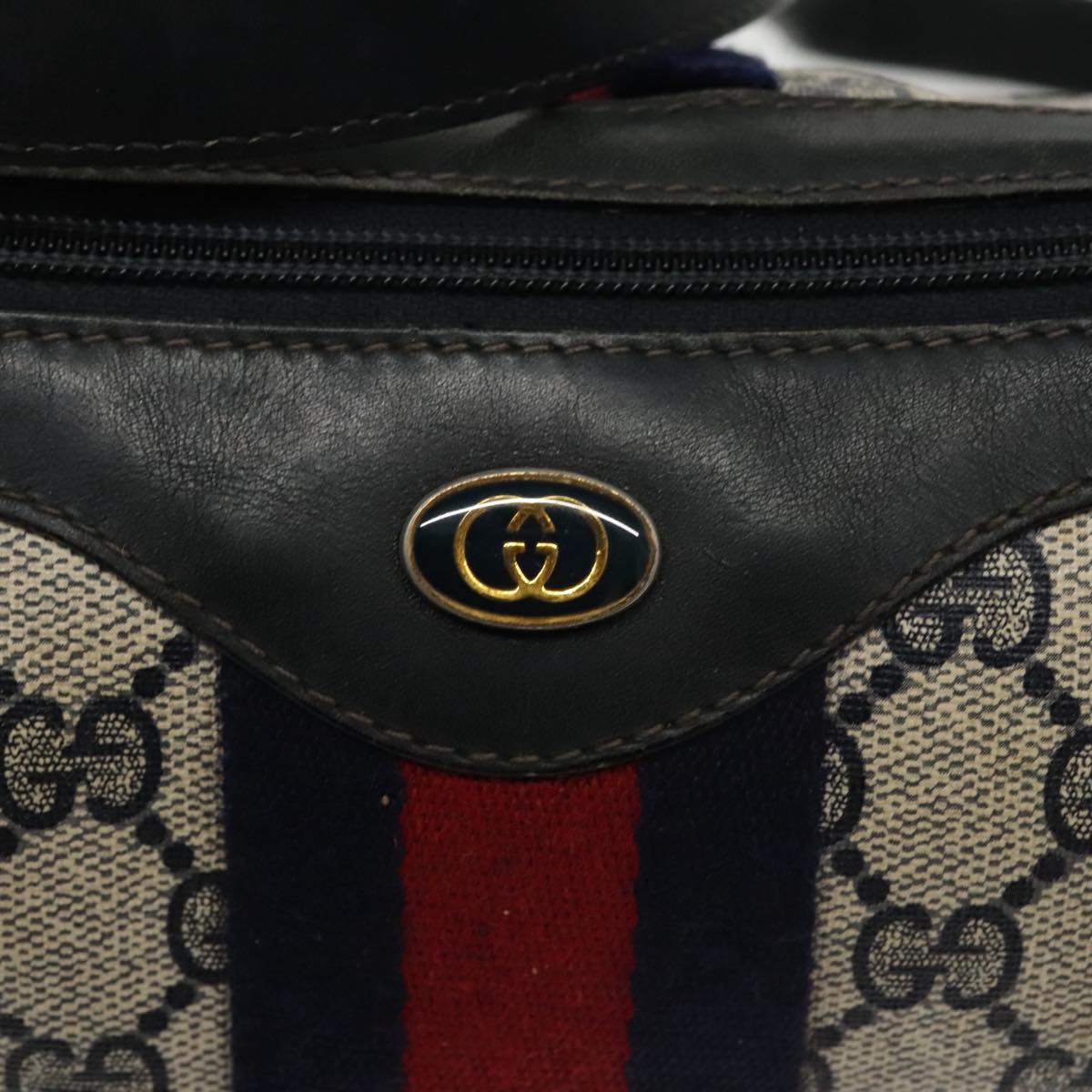 GUCCI GG Supreme Sherry Line Shoulder Bag PVC Navy Red 10 2 3840 ep6578