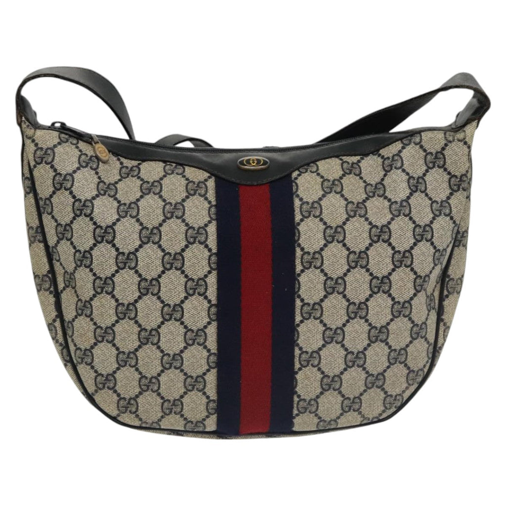 GUCCI GG Supreme Sherry Line Shoulder Bag PVC Navy Red 10 2 3840 ep6578