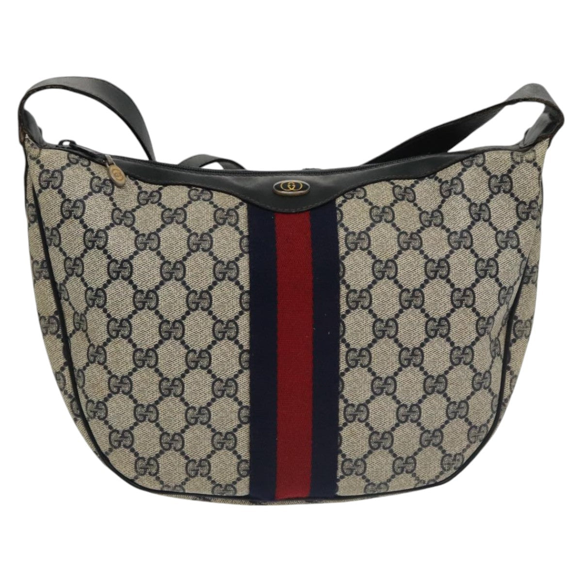 GUCCI GG Supreme Sherry Line Shoulder Bag PVC Navy Red 10 2 3840 ep6578