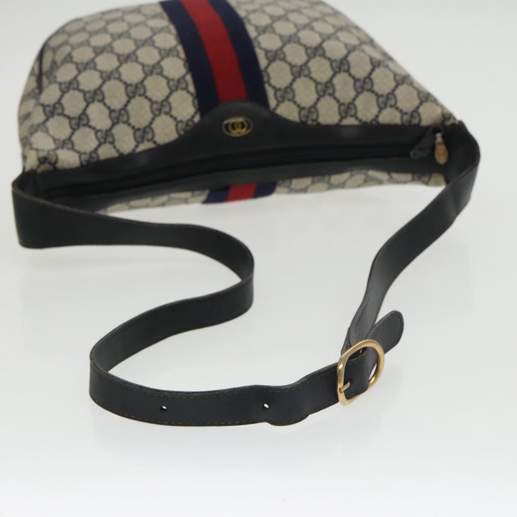 GUCCI GG Supreme Sherry Line Shoulder Bag PVC Navy Red 10 2 3840 ep6578
