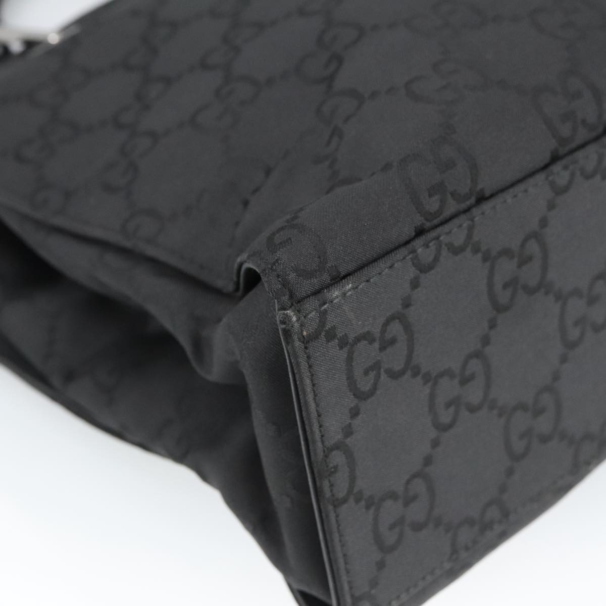 GUCCI Bamboo GG Canvas Hand Bag Nylon Black Silver 002 1016 2123 ep6579