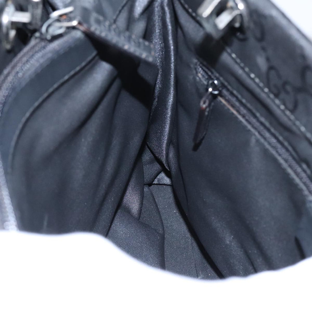 GUCCI Bamboo GG Canvas Hand Bag Nylon Black Silver 002 1016 2123 ep6579