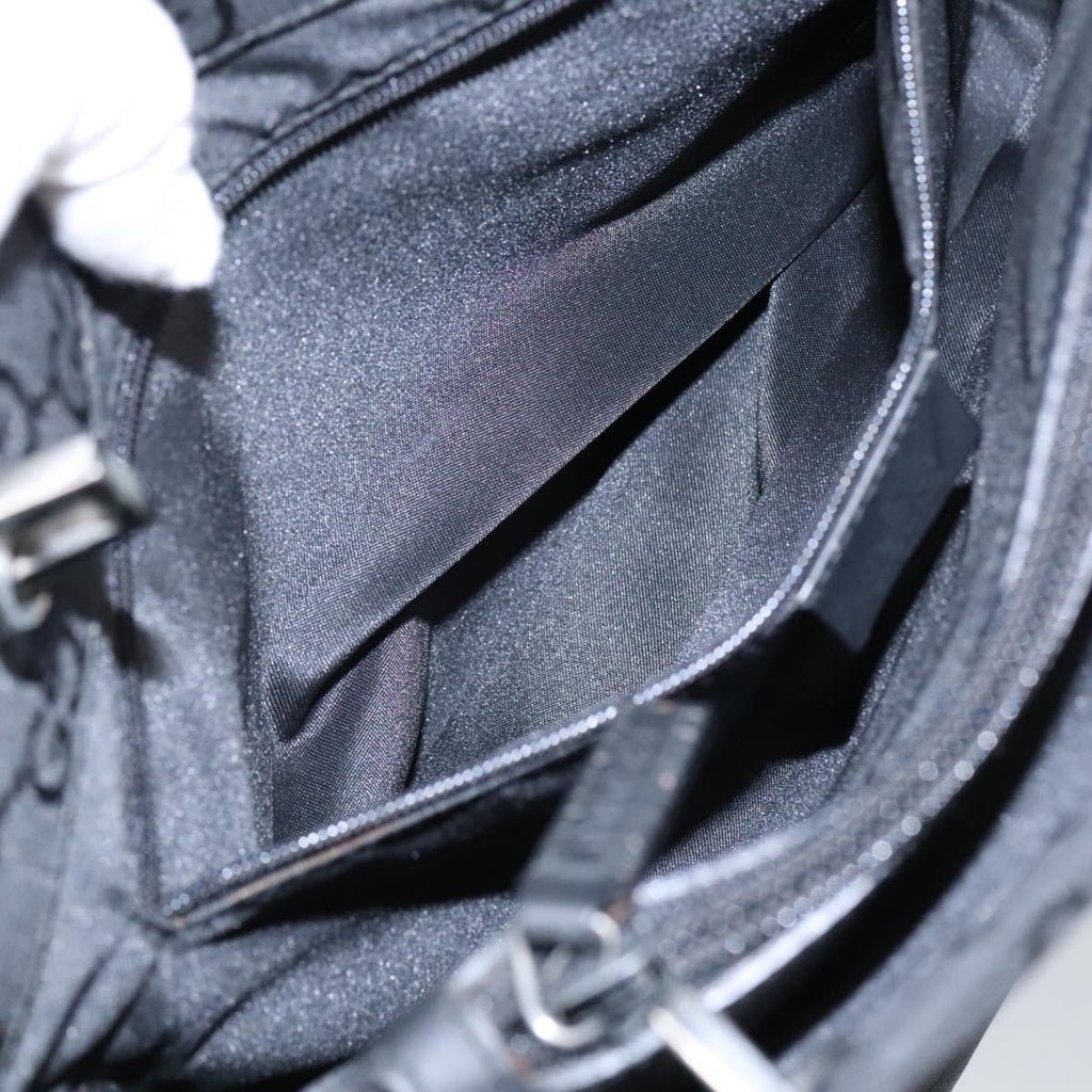 GUCCI Bamboo GG Canvas Hand Bag Nylon Black Silver 002 1016 2123 ep6579