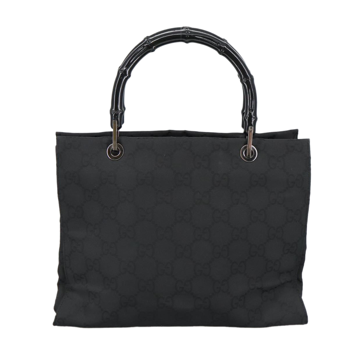 GUCCI Bamboo GG Canvas Hand Bag Nylon Black Silver 002 1016 2123 ep6579