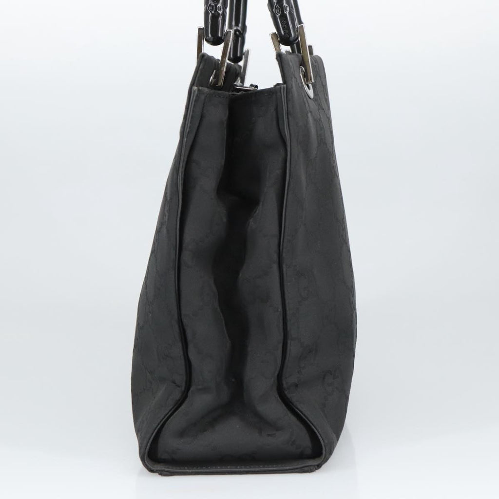 GUCCI Bamboo GG Canvas Hand Bag Nylon Black Silver 002 1016 2123 ep6579