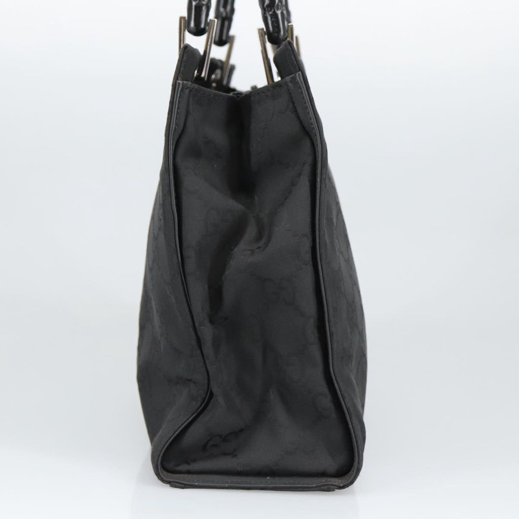 GUCCI Bamboo GG Canvas Hand Bag Nylon Black Silver 002 1016 2123 ep6579