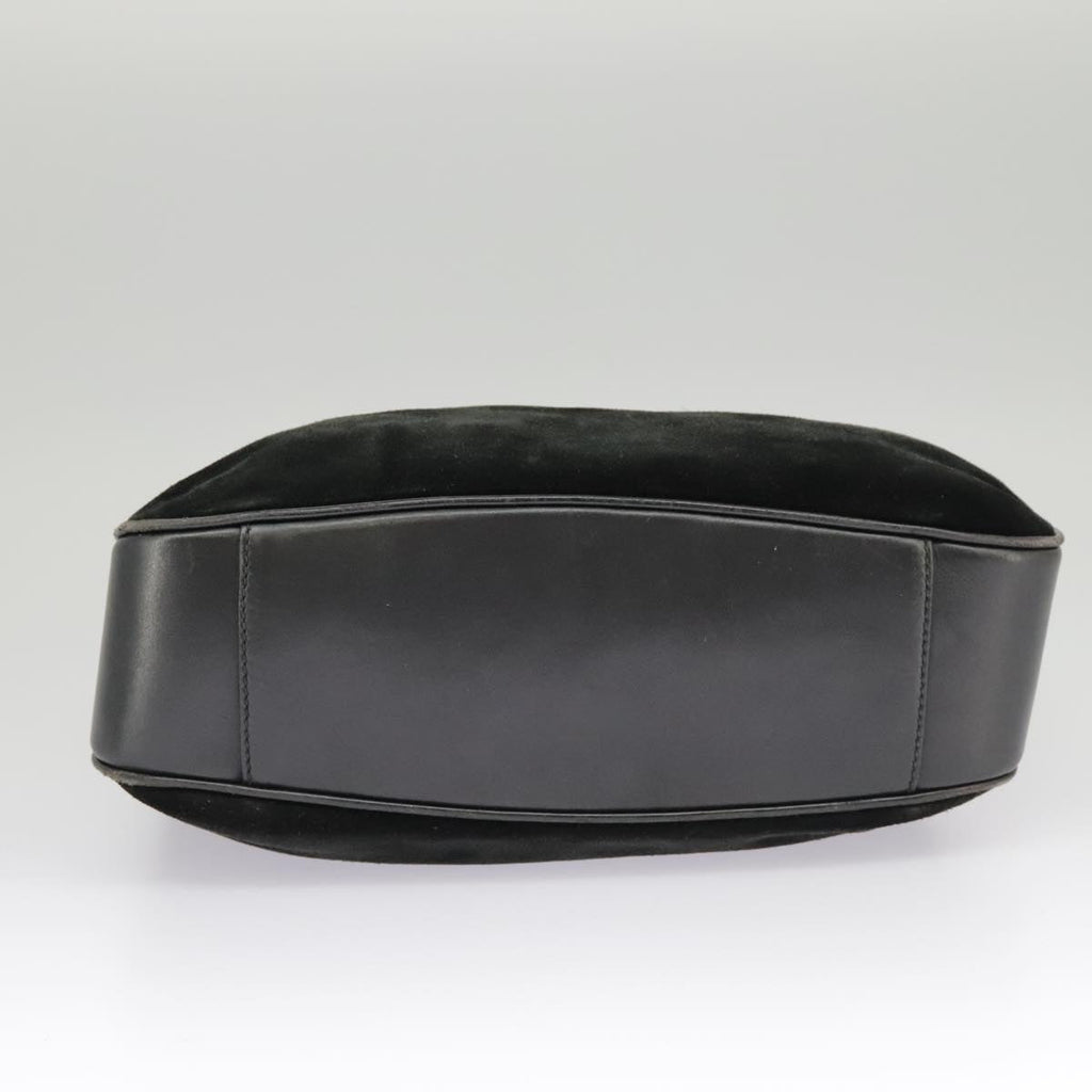 GUCCI Bamboo Hand Bag Suede Leather 2way Black Gold 001 3444 1638 ep6584