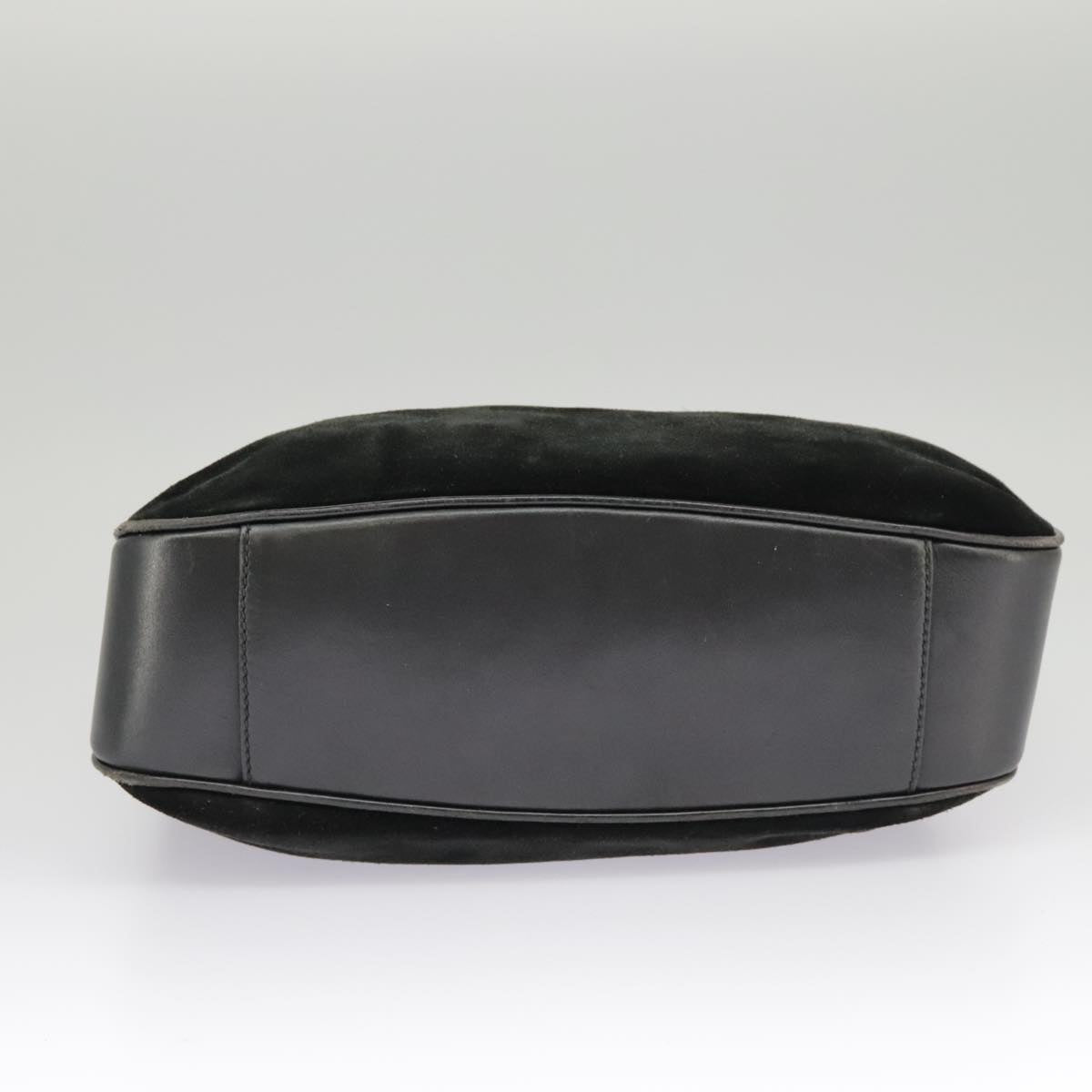 GUCCI Bamboo Hand Bag Suede Leather 2way Black Gold 001 3444 1638 ep6584