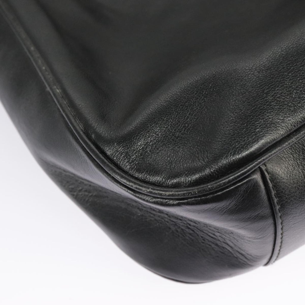 GUCCI Bamboo Hand Bag Leather 2way Black Gold 000 1448 1638 ep6587