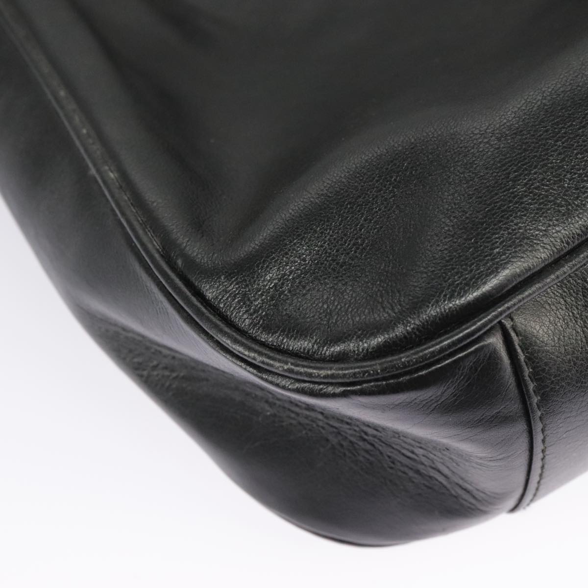 GUCCI Bamboo Hand Bag Leather 2way Black Gold 000 1448 1638 ep6587