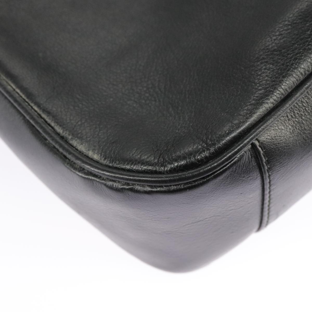 GUCCI Bamboo Hand Bag Leather 2way Black Gold 000 1448 1638 ep6587
