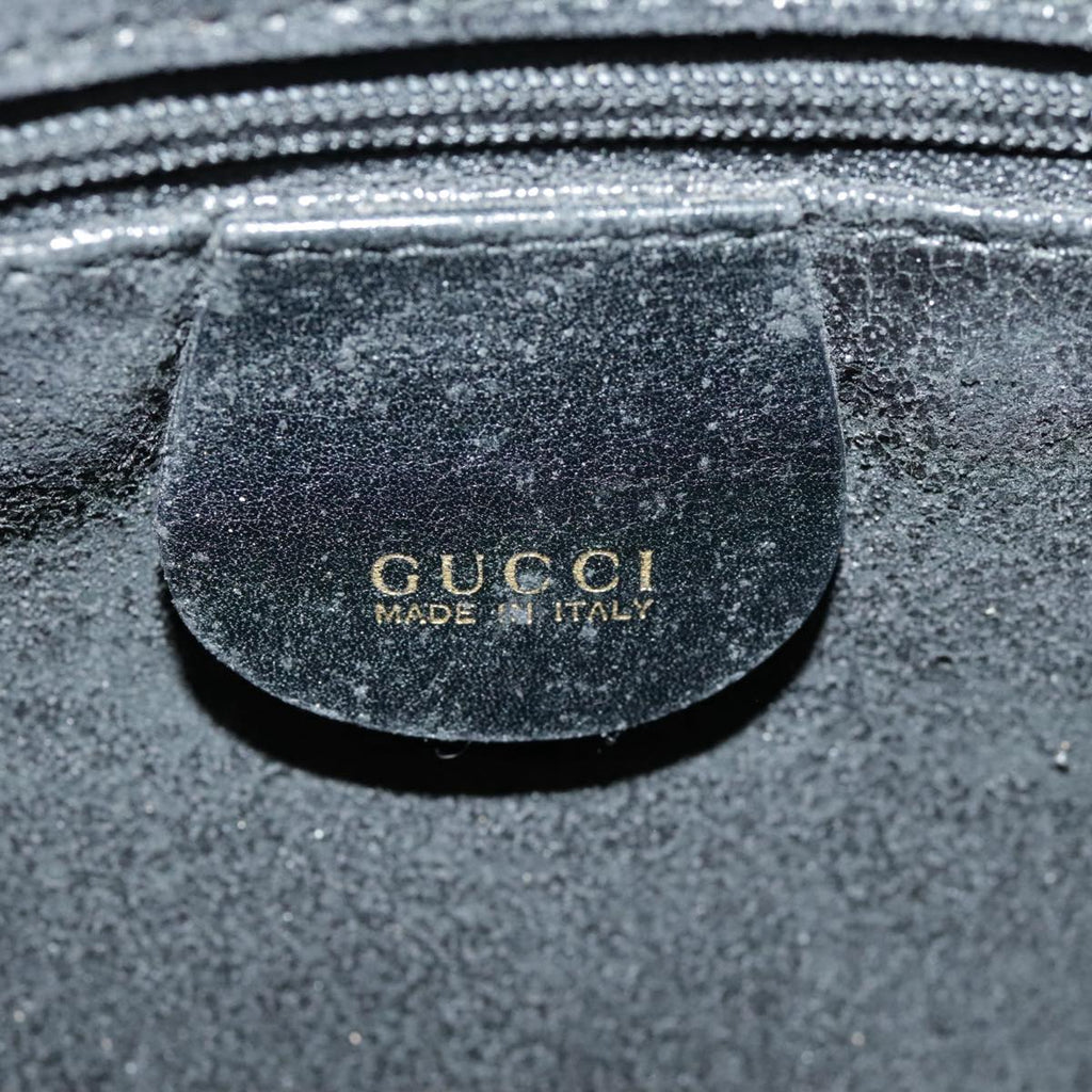 GUCCI Bamboo Hand Bag Leather 2way Black Gold 000 1448 1638 ep6587