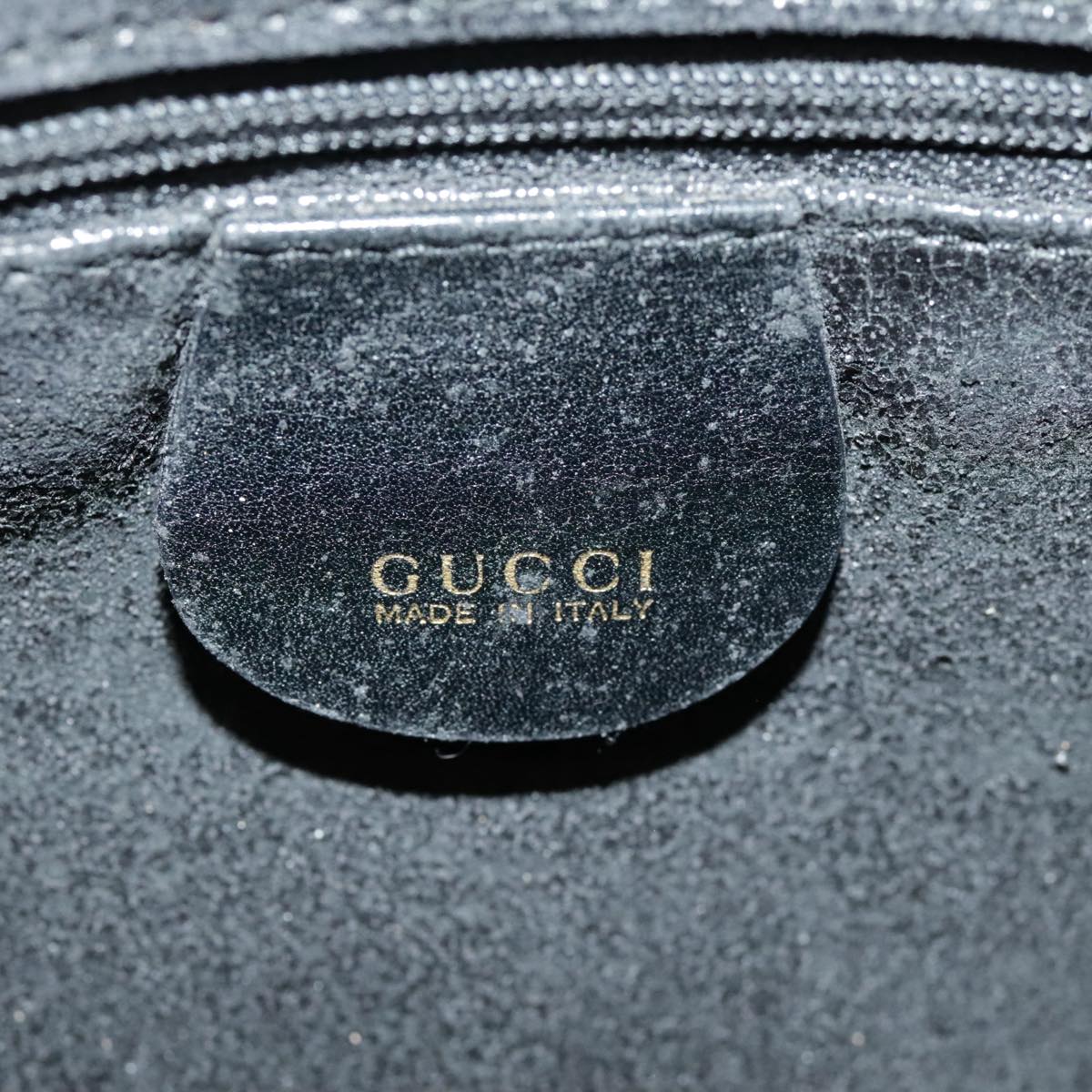 GUCCI Bamboo Hand Bag Leather 2way Black Gold 000 1448 1638 ep6587