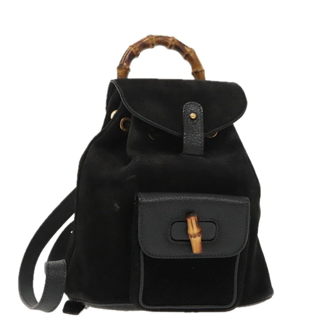GUCCI Bamboo Backpack Suede Black Gold 003 1705 0030 ep6590