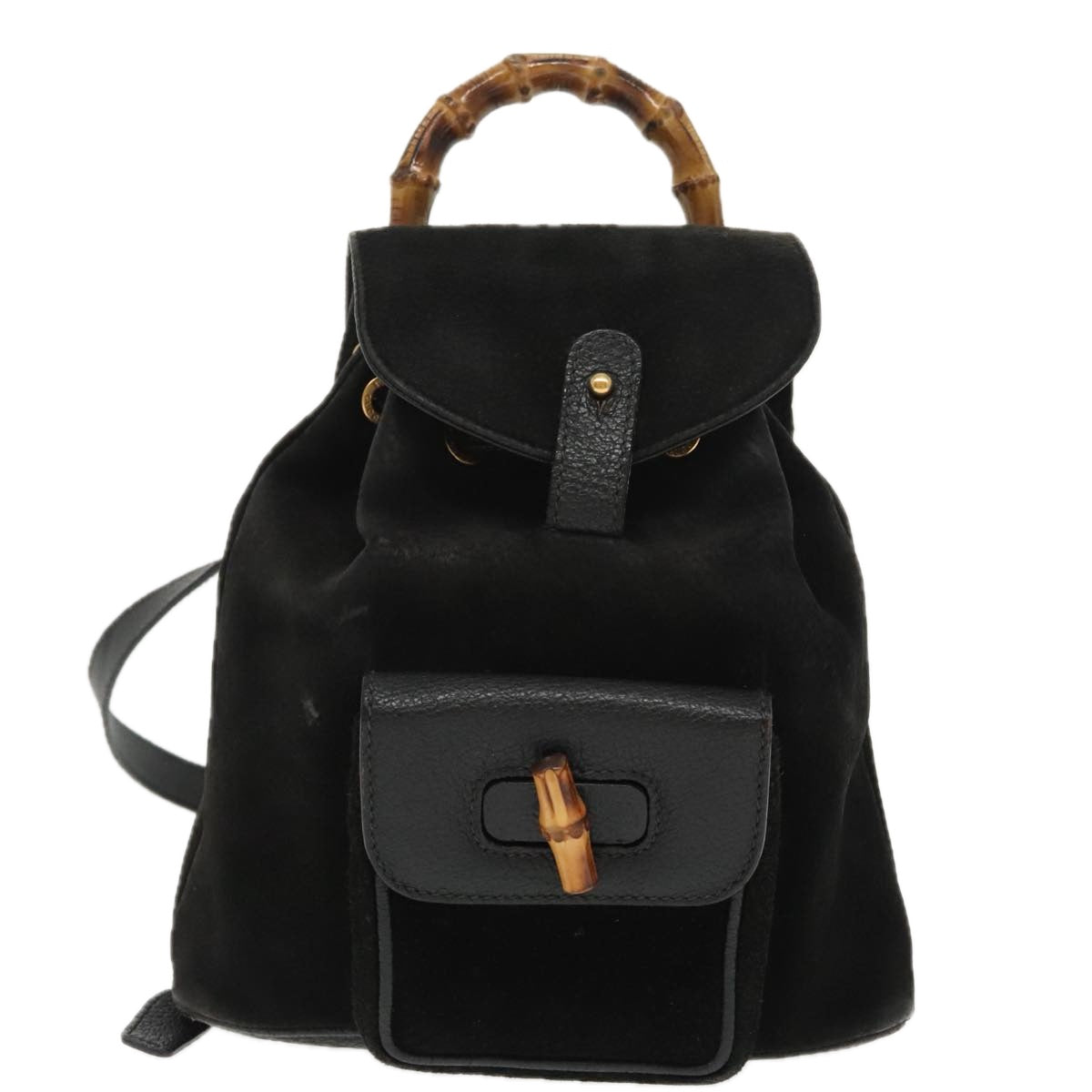 GUCCI Bamboo Backpack Suede Black Gold 003 1705 0030 ep6590