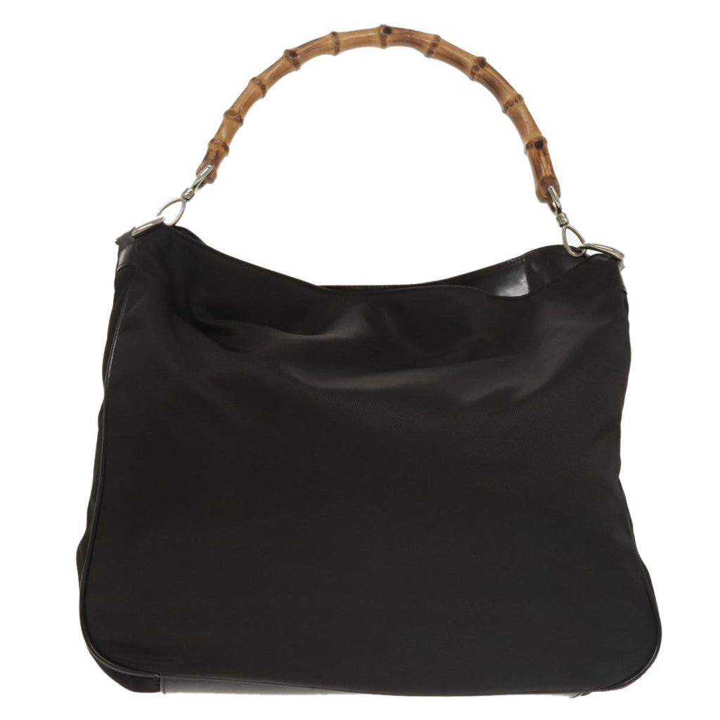 GUCCI Bamboo Hand Bag Nylon 2way Brown 001 2058 1577 ep6594