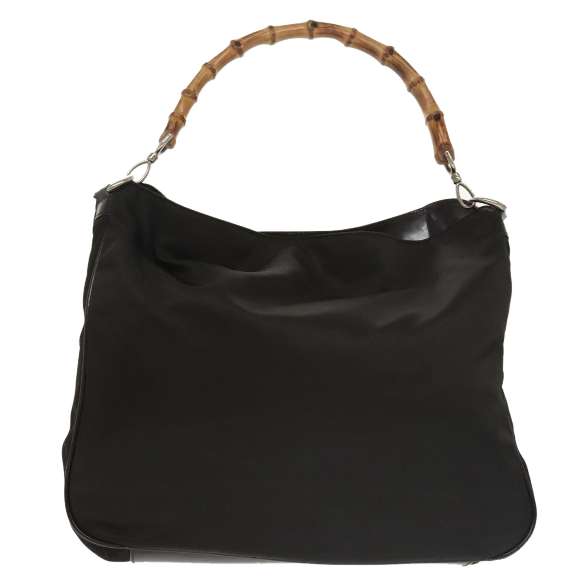 GUCCI Bamboo Hand Bag Nylon 2way Brown 001 2058 1577 ep6594