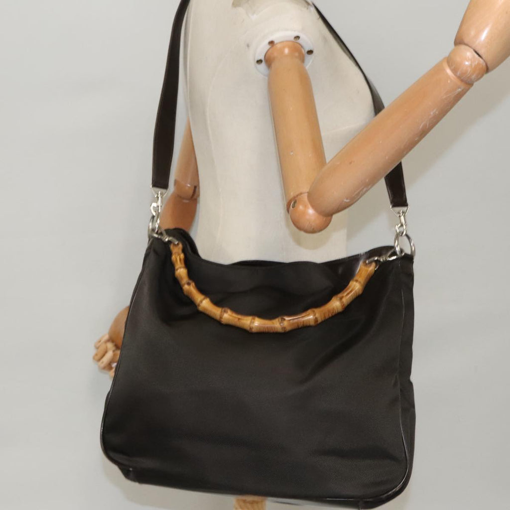 GUCCI Bamboo Hand Bag Nylon 2way Brown 001 2058 1577 ep6594