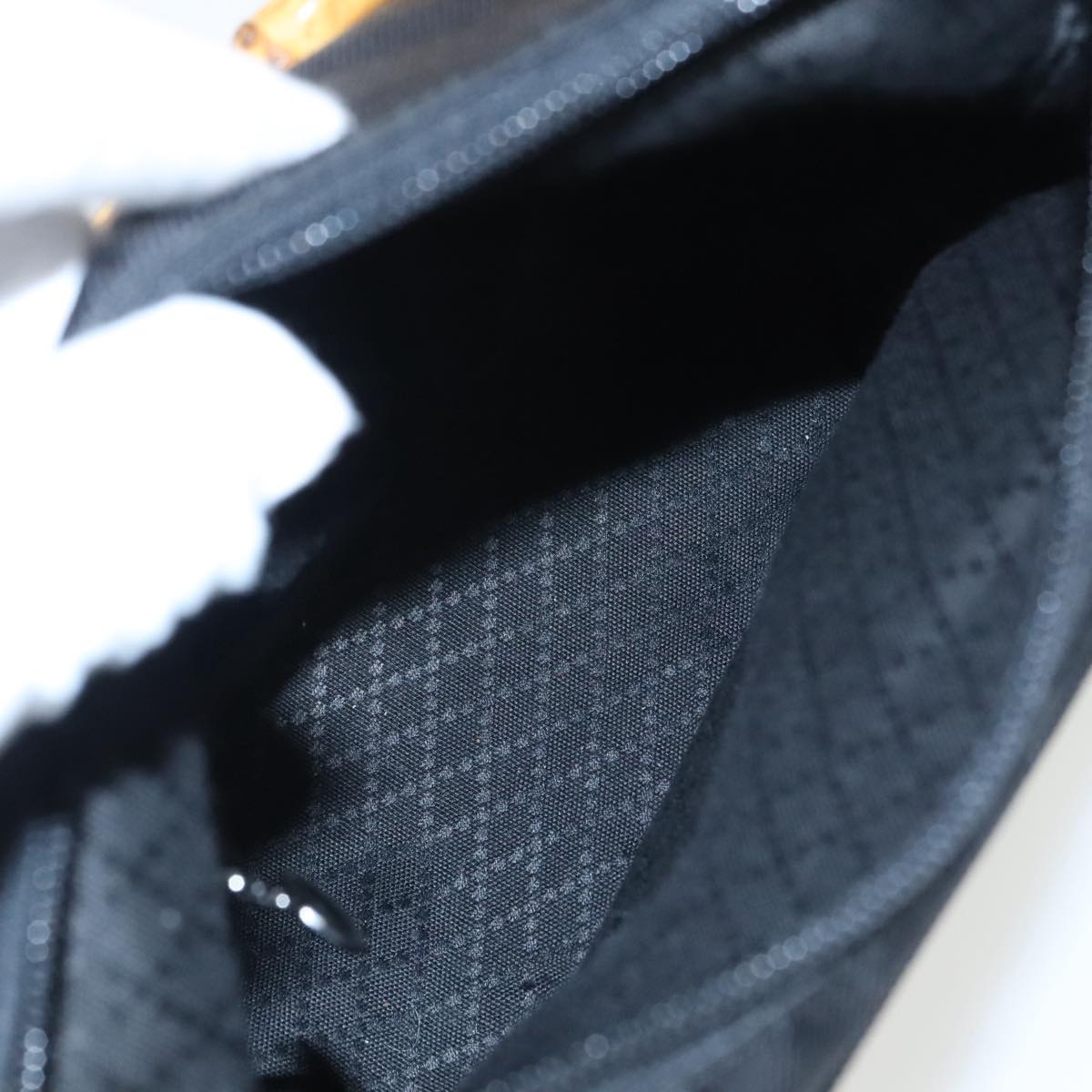 GUCCI Bamboo Hand Bag Nylon 2way Black Silver 000 2058 0509 5 ep6601