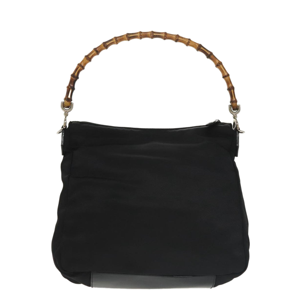 GUCCI Bamboo Hand Bag Nylon 2way Black Silver 000 2058 0509 5 ep6601