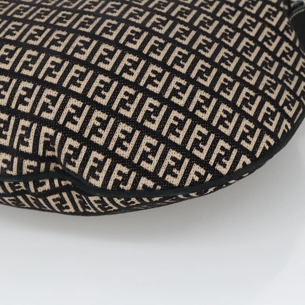 FENDI Zucchino Canvas Shoulder Bag Black ep6606