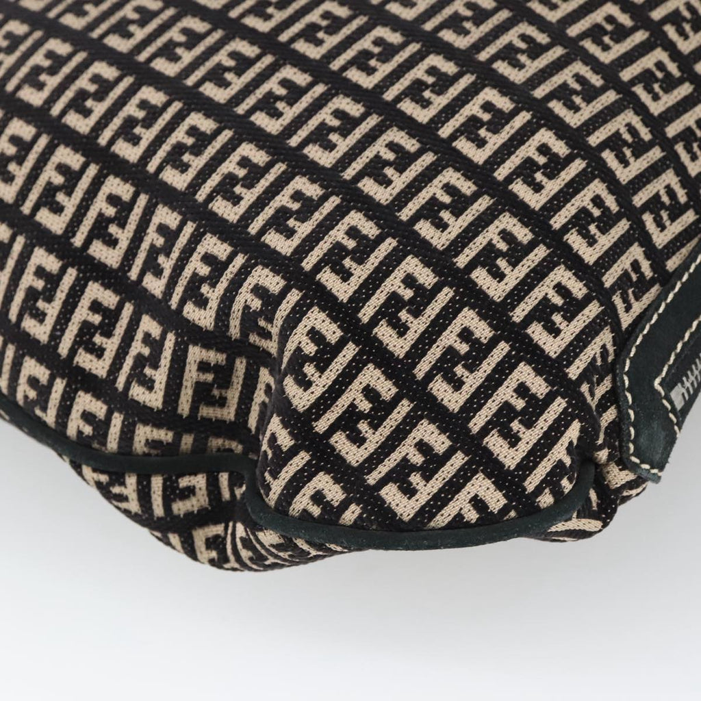 FENDI Zucchino Canvas Shoulder Bag Black ep6606