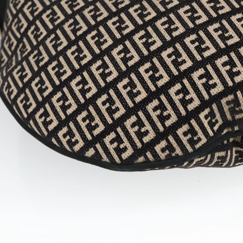 FENDI Zucchino Canvas Shoulder Bag Black ep6606