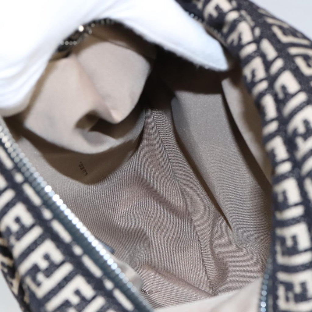 FENDI Zucchino Canvas Shoulder Bag Black ep6606