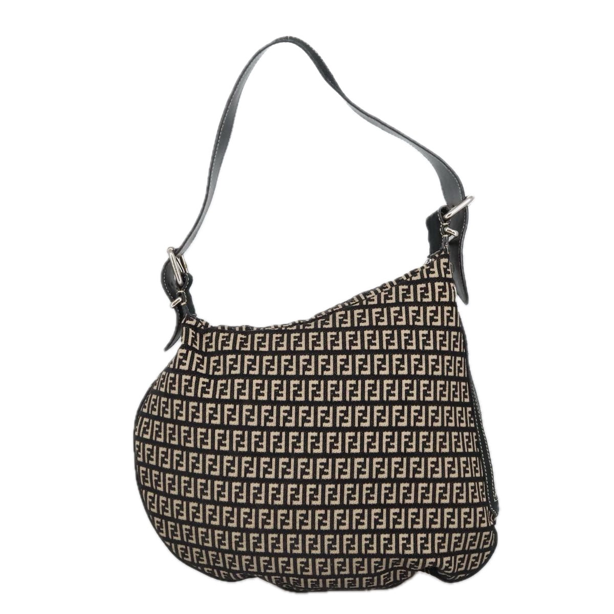 FENDI Zucchino Canvas Shoulder Bag Black ep6606
