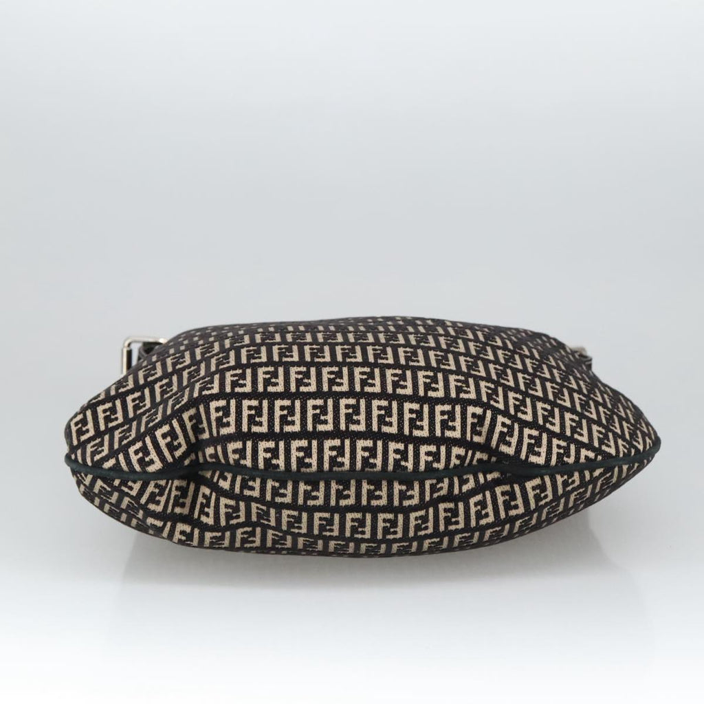 FENDI Zucchino Canvas Shoulder Bag Black ep6606