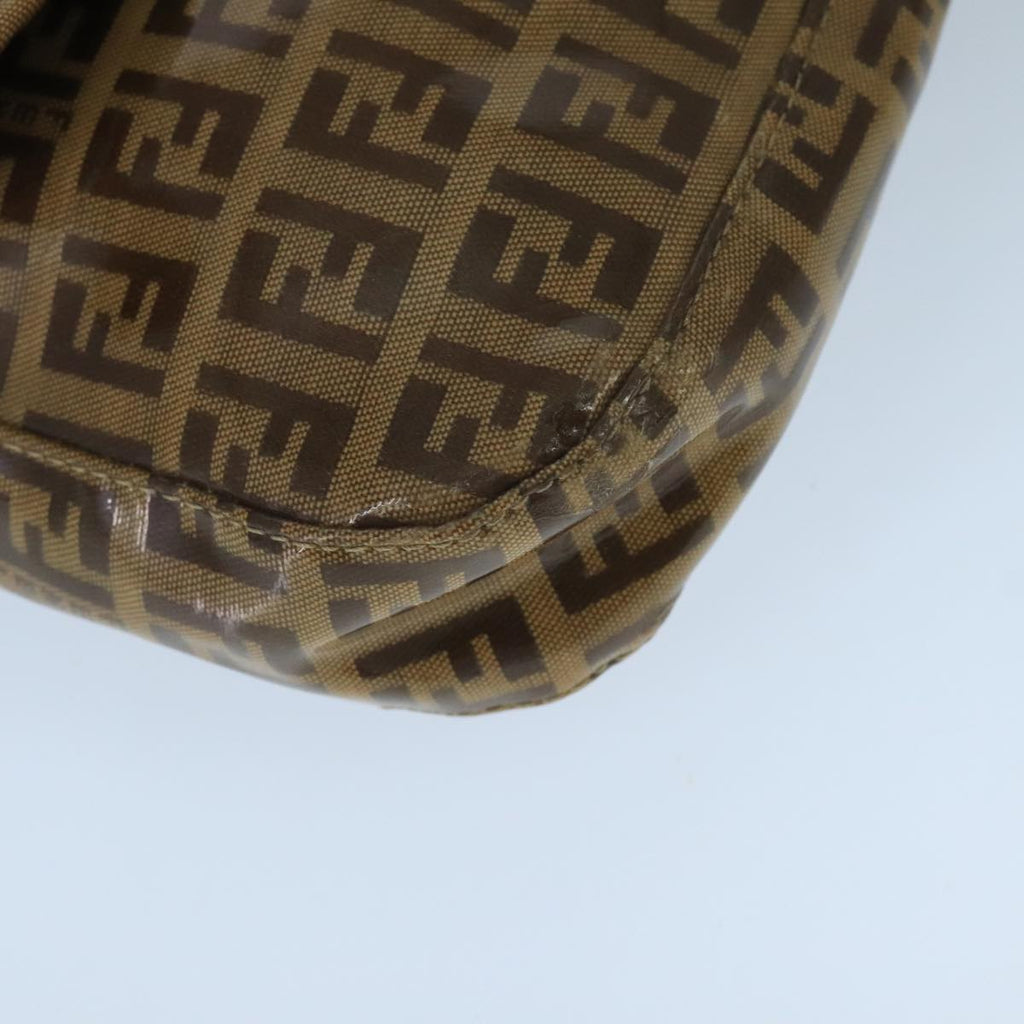 FENDI Zucchino Canvas Mamma Baguette Shoulder Bag Enamel Brown Gold ep6615