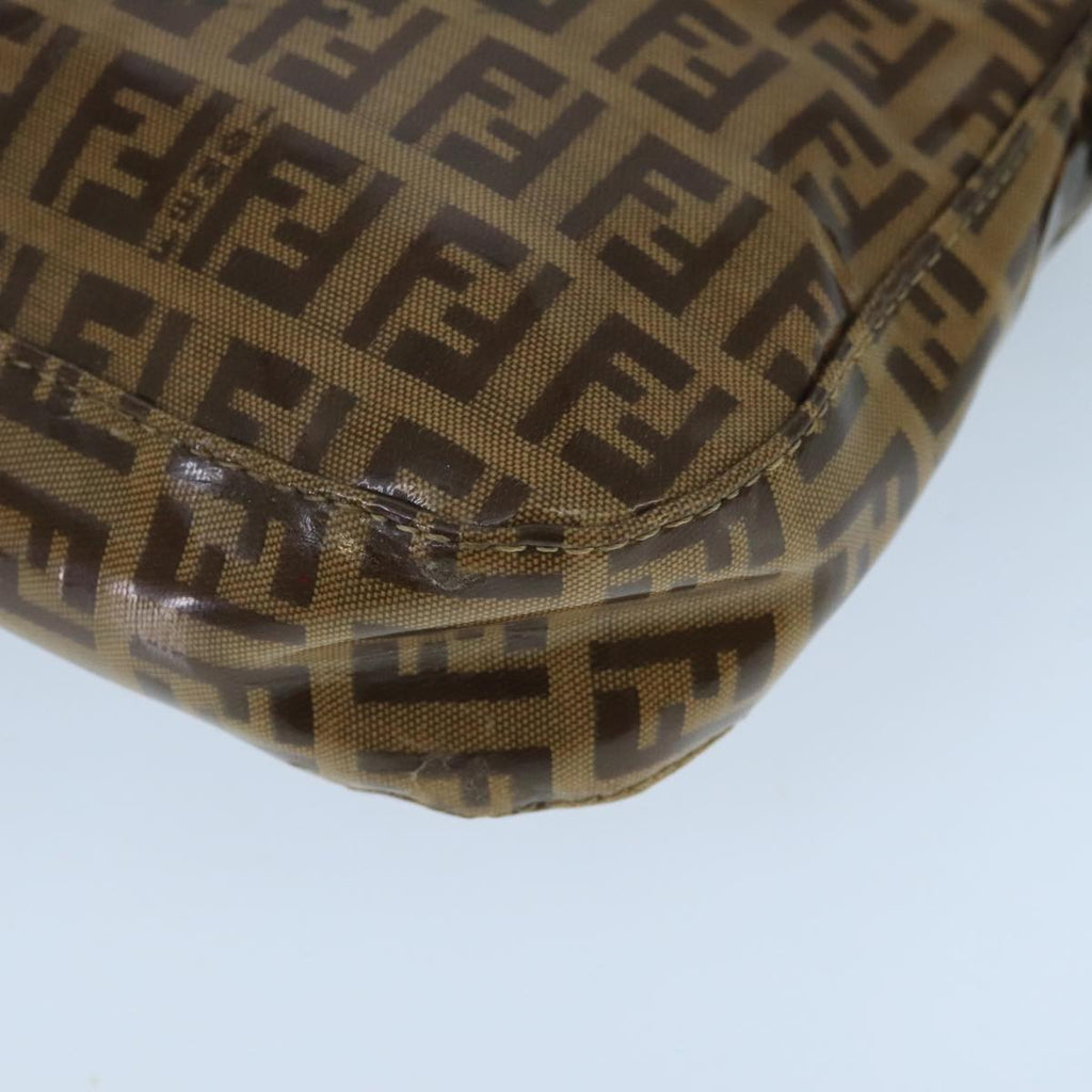 FENDI Zucchino Canvas Mamma Baguette Shoulder Bag Enamel Brown Gold ep6615