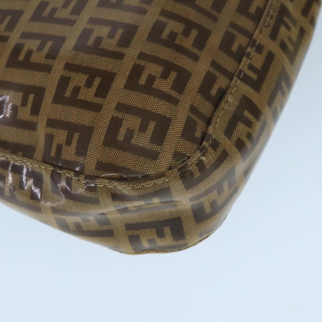 FENDI Zucchino Canvas Mamma Baguette Shoulder Bag Enamel Brown Gold ep6615